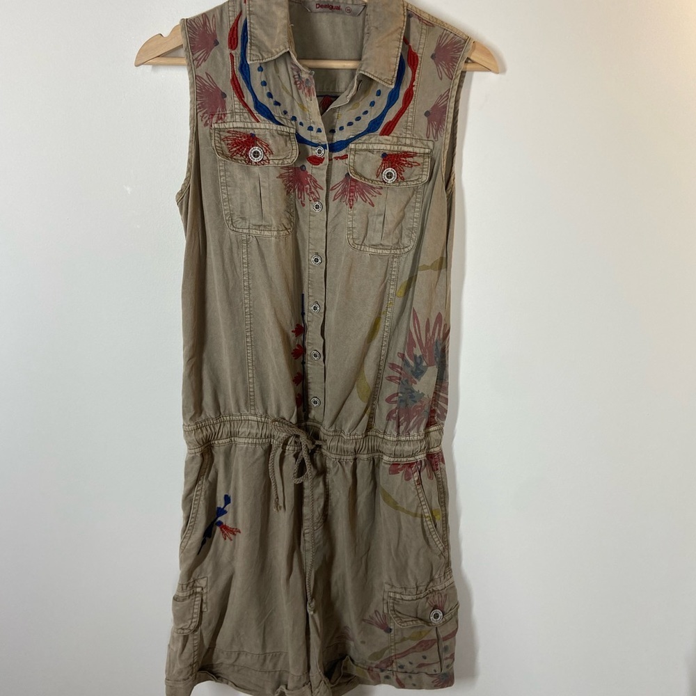Desigual Beige Floral Jumpsuit